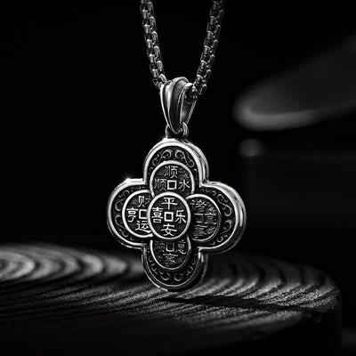 Buddha Stones Vintage Copper Five Emperor Coins Clover Design Wealth Amulet Necklace - Five Emperor Coins Clover Design - image 0