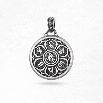 Buddha Stones Tibetan Copper Crossed Vajra Om Mani Padme Hum Wisdom Grounding Round Pendant Necklace - image 11