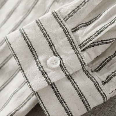 Buddha Stones Spring Fall Casual Vintage Button-Up Striped Women's Long Sleeve Shirts With Patch Pocket - image 7