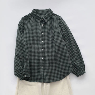 Buddha Stones Spring Fall Casual Vintage Button-Up Plaid Pattern Women's Long Sleeve Shirts - image 13