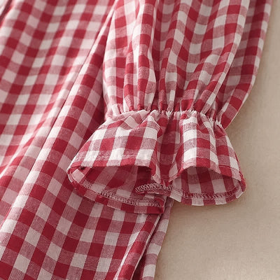 Buddha Stones Spring Casual Vintage Button-Up Gingham Women's Long Sleeve Dress With Pockets - image 6