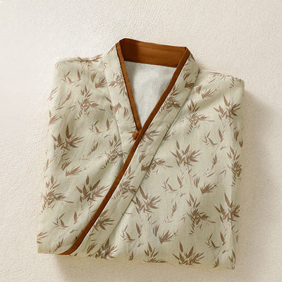 Buddha Stones Spring Summer Tang Style Casual Leaf Print Women's Three-Quarter Sleeve Shirts - image 2