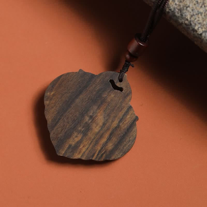 Buddha Stones Hand-Carved Sappanwood Green Agate Luck Lock of Good Wishes Necklace - image 4