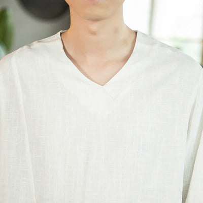Buddha Stones Spring Fall Casual Minimalist Side Slit Solid Men's Long Sleeve T-Shirts - image 13