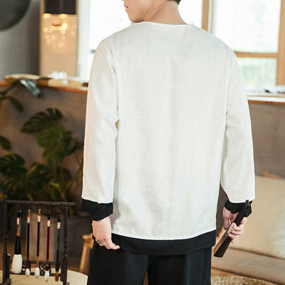 Buddha Stones Spring Fall Casual Minimalist Side Slit Solid Men's Long Sleeve T-Shirts - image 11