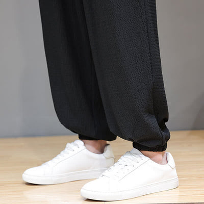Buddha Stones Spring Fall Casual Boho Drawstring Solid Cropped Pants Men's Harem Pants With Pocket - image 26