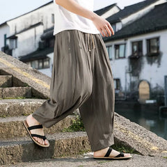 Buddha Stones Summer Casual Drawstring Solid Cropped Pants Men's Straight Leg Pants With Pocket - DarkSeaGreen - US/UK/AU46, EU56 (5XL) - image 0