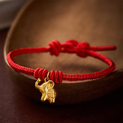 Buddha Stones Elephant Fu Character Red String Strength Braided Rope Bracelet - Red(Wrist Circumference 5.9–6.7 in /15–17 cm) - image 0