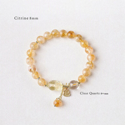 Buddha Stones Chinese Inspired Citrine Pi Xiu Luck And Abundance Gourd Pendant Bracelet - image 2
