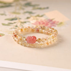 Buddha Stones Citrine Pi Xiu Abundance and Wealth Double Wrap Bracelet - Pi Xiu (Wrist Circumference: 5.5–5.9 in/14–15 cm) - image 0
