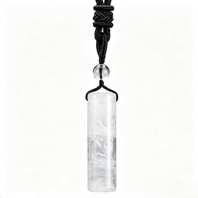 Buddha Stones Various Crystal Rose Quartz Green Aventurine Amethyst Cylinder Healing Necklace Pendant - White Crystal - image 14