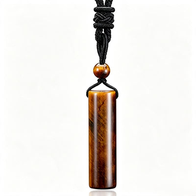 Buddha Stones Various Crystal Rose Quartz Green Aventurine Amethyst Cylinder Healing Necklace Pendant - Tiger Eye - image 8