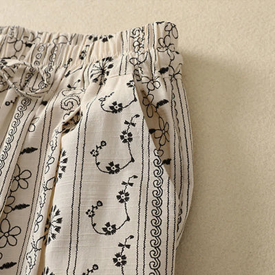 Buddha Stones Spring Summer Casual Boho Drawstring Striped Branch Star Capri Pants Women's Harem Pants With Pocket - image 2