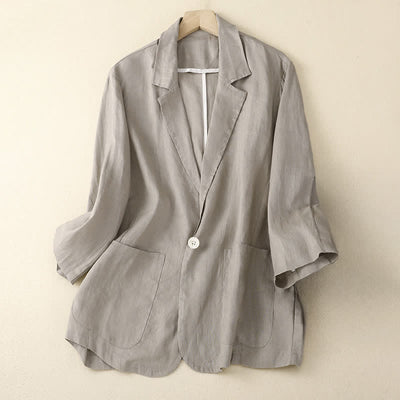Buddha Stones Spring Summer Casual Minimalist Patch Pocket Solid Women's Three-Quarter Sleeve Shirts With Pocket - Gainsboro - US6, UK/AU10, EU38 (XL) - image 12