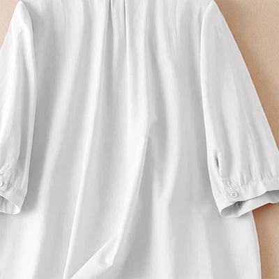 Buddha Stones Summer Classic Simple Button-Up Solid Women's Short Sleeve Shirts - image 18