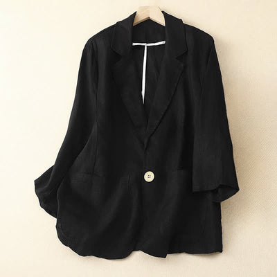 Buddha Stones Spring Summer Casual Minimalist Patch Pocket Solid Women's Three-Quarter Sleeve Shirts With Pocket - Black - US6, UK/AU10, EU38 (XL) - image 27