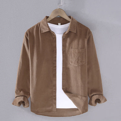 Buddha Stones Fall Winter Casual Patch Pocket Solid Cotton Men's Long Sleeve Shirts With Pocket - Peru - US/UK/AU44, EU54 (4XL) - image 0