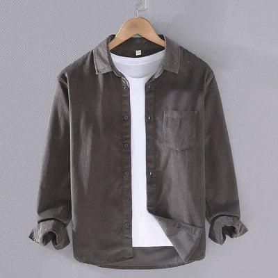 Buddha Stones Fall Winter Casual Patch Pocket Solid Cotton Men's Long Sleeve Shirts With Pocket - DimGray - US/UK/AU44, EU54 (4XL) - image 4