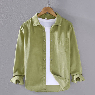 Buddha Stones Fall Winter Casual Patch Pocket Solid Cotton Men's Long Sleeve Shirts With Pocket - DarkSeaGreen - US/UK/AU44, EU54 (4XL) - image 5
