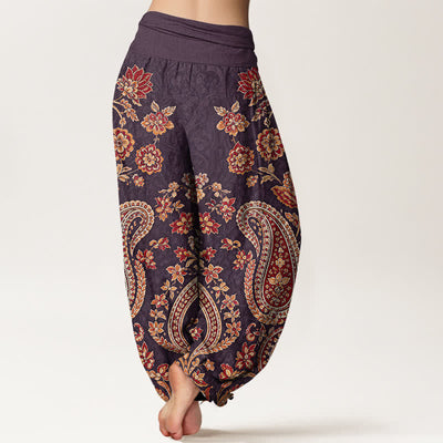 Buddha Stones Cotton Paisley Floral Pattern Women's Elastic Waist Harem Pants - image 10