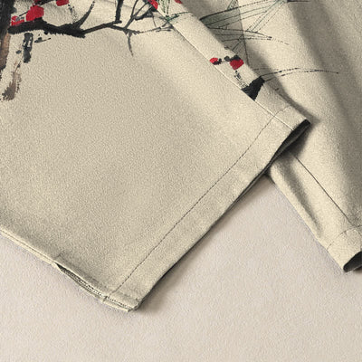 Buddha Stones Pure Cotton Ink Plum Blossom Pattern Drawstring Men's Tapered Pants With Pockets - image 5