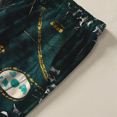 Buddha Stones Pure Cotton Boho Geometric Medallion Pattern Drawstring Men's Tapered Pants With Pockets - image 4