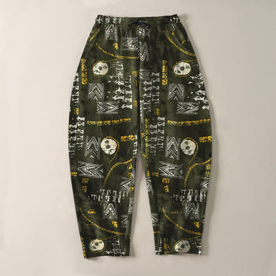 Buddha Stones Pure Cotton Boho Geometric Medallion Pattern Drawstring Men's Tapered Pants With Pockets - image 9