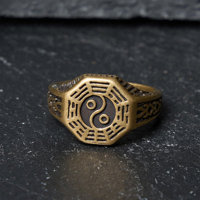 Buddha Stones Copper Yin Yang Bagua Balance Open Ring - image 1