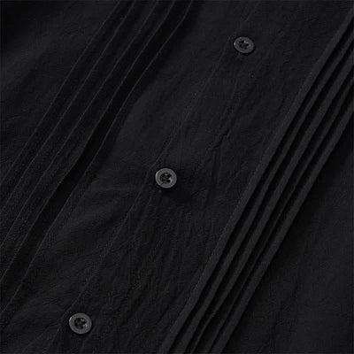 Buddha Stones Spring Minimalist Pintuck Button-Up Solid Men's Long Sleeve Shirts - image 12