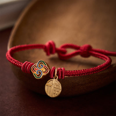 Buddha Stones Chinese Knotting Fu Character Copper Red String Hand-Woven Prosperity Bracelet - Dark Red(Wrist Circumference: 6.7–7.5 in/17-19 cm) - image 11