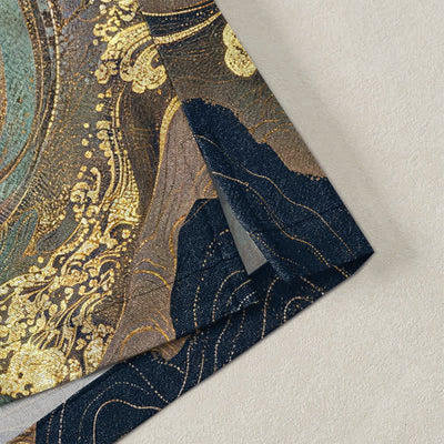 Buddha Stones Cotton Golden Crane Clouds Pattern Open Front Men's Kimono - image 4