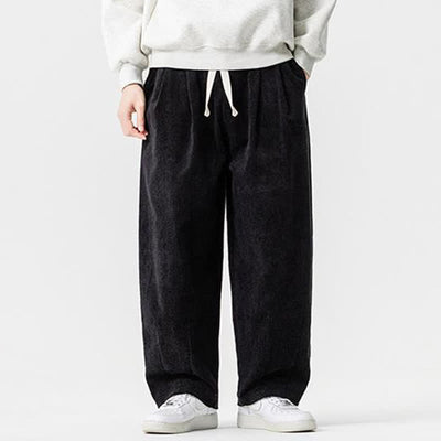 Buddha Stones Fall Winter Casual Vintage Drawstring Solid Ankle Pants Men's Tapered Pants With Pocket - Black - US/UK/AU46，EU56 (5XL) - image 14