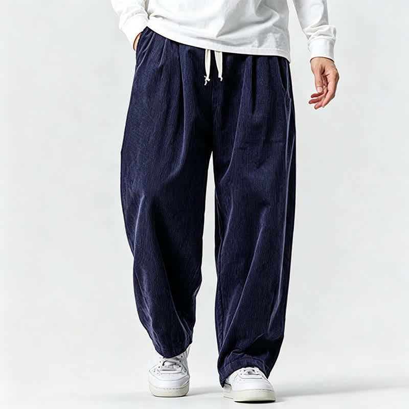 Buddha Stones Fall Winter Casual Vintage Drawstring Solid Ankle Pants Men's Tapered Pants With Pocket - image 8