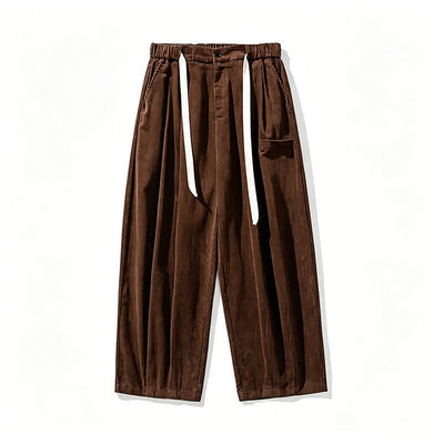 Buddha Stones Fall Winter Casual Vintage Drawstring Solid Ankle Pants Men's Tapered Pants With Pocket - image 6