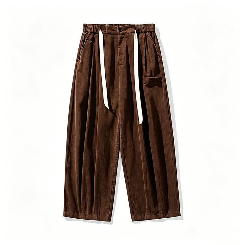 Buddha Stones Fall Winter Casual Vintage Drawstring Solid Ankle Pants Men's Tapered Pants With Pocket - image 6