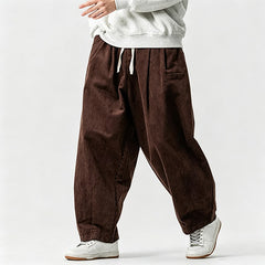 Buddha Stones Fall Winter Casual Vintage Drawstring Solid Ankle Pants Men's Tapered Pants With Pocket - SaddleBrown - US/UK/AU46，EU56 (5XL) - image 0
