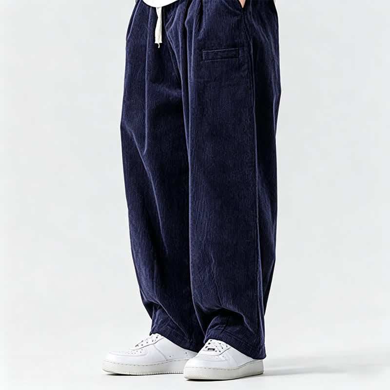 Buddha Stones Fall Winter Casual Vintage Drawstring Solid Ankle Pants Men's Tapered Pants With Pocket - image 9
