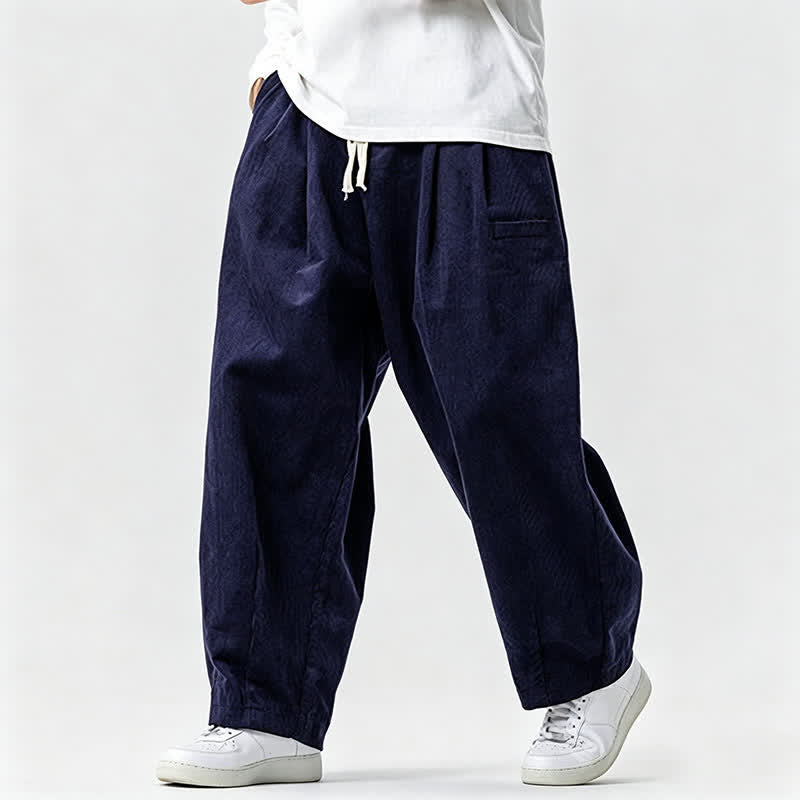 Buddha Stones Fall Winter Casual Vintage Drawstring Solid Ankle Pants Men's Tapered Pants With Pocket - image 11