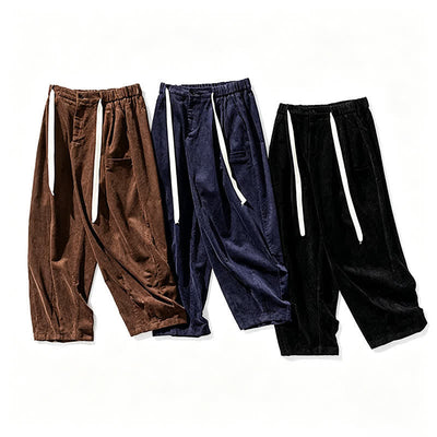 Buddha Stones Fall Winter Casual Vintage Drawstring Solid Ankle Pants Men's Tapered Pants With Pocket - image 23