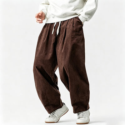 Buddha Stones Fall Winter Casual Vintage Drawstring Solid Ankle Pants Men's Tapered Pants With Pocket - image 4