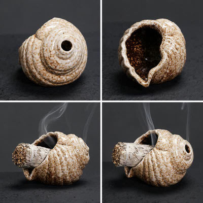 Buddha Stones Ceramic Shankha Purification Conch Shell Incense Burners - image 12