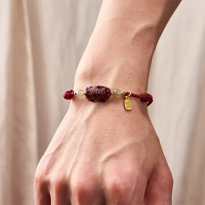 Buddha Stones Natural Cinnabar Pi Xiu Hetian Jade Luck Red String Bracelet - image 4
