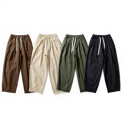 Buddha Stones Spring Fall Classic Drawstring Solid Ankle Men's Straight Leg Pants With Pockets - image 12