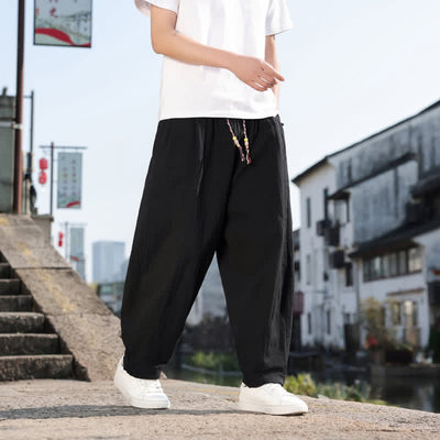 Buddha Stones Spring Fall Retro Casual Solid Long Pants Men's Straight Leg Pants With Pockets - image 16