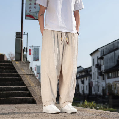 Buddha Stones Spring Fall Retro Casual Solid Long Pants Men's Straight Leg Pants With Pockets - image 31