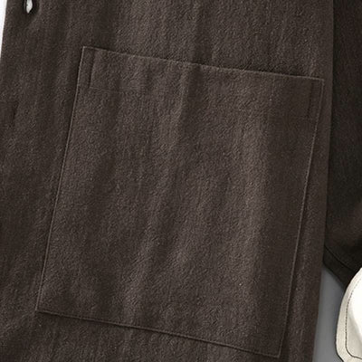 Buddha Stones Spring Fall Tang Style Minimalist Button-Up Solid Ramie Long Sleeve Shirt Pants Men's Meditation Cloth With Pockets - image 5