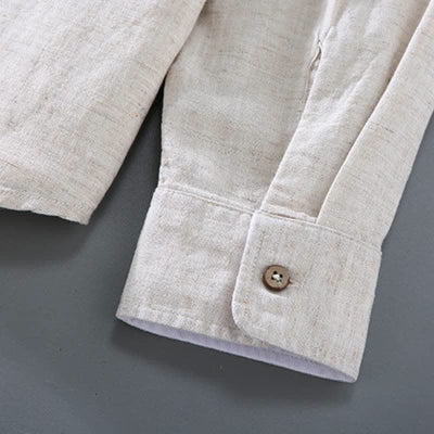 Buddha Stones Spring Fall Casual Minimalist Button-Up Long Sleeve Shirt Drawstring Pants Solid Men's Meditation Cloth With Pocket - image 7