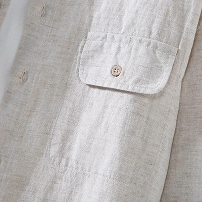 Buddha Stones Spring Fall Casual Minimalist Button-Up Long Sleeve Shirt Drawstring Pants Solid Men's Meditation Cloth With Pocket - image 5