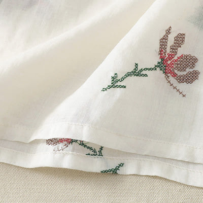 Buddha Stones Summer Casual Embroidery Floral Women's Short Sleeve Shirts - image 15