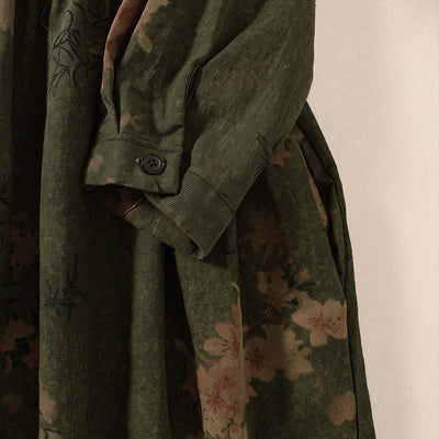 Buddha Stones Fall Elegant Vintage Button-Up Floral Women's Long Sleeve Dress With Pockets - image 5